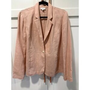 J. Jill Love Linen Blazer Women's Small S Peach Pink Casual Career Jacket